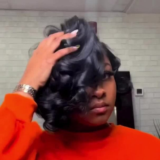 Cute Full Side Part Full Short Cut Pixie Cut Curly Wig