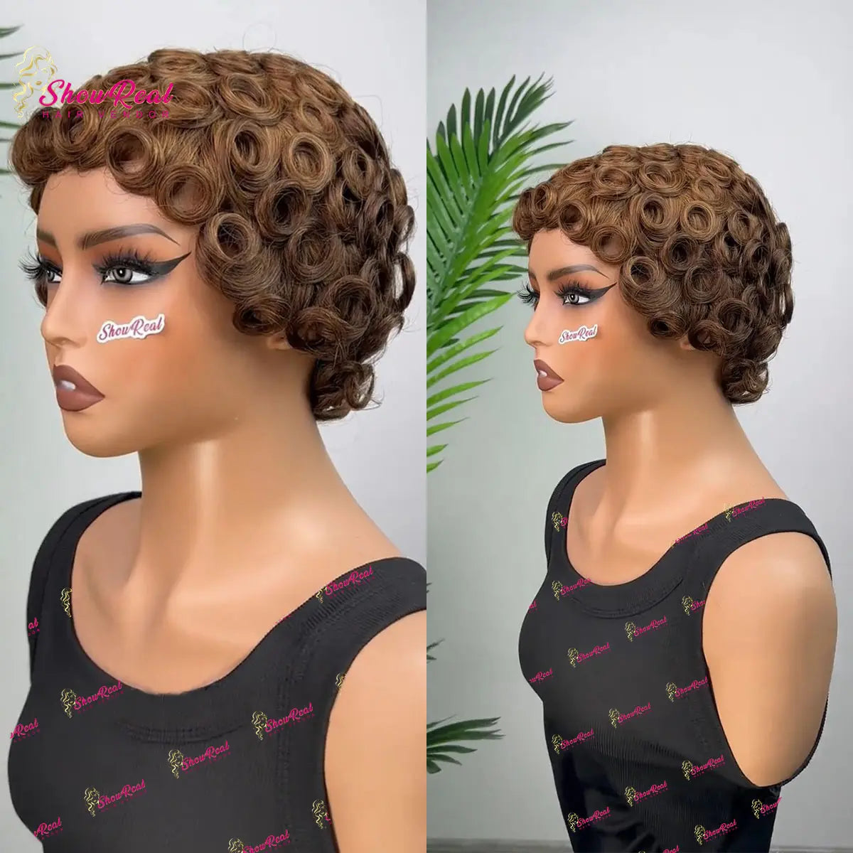 Chioma Pixie Cut Glueless Wigs Pin Curl Short Bomb Curly Wig for Black Women Brazilian Virgin Human Hair Short Pixie Cut Wigs Natural Looking Wigs SpringStatements SummerVibes