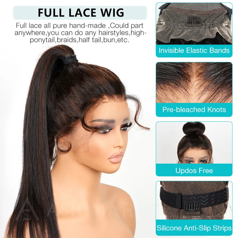 Flash Sale Full Lace Wig Brazilian Human Hair Full Scalp Lace Wigs 180% Density