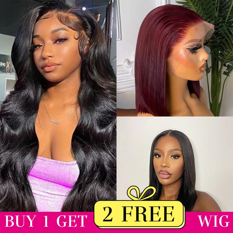 [Combo sale 26"&22"&22"] buy 1 get 3 wig" 26Inch 13x4 Curly Wave Hair Lace Front Wigs + 5x5 22Inch Straight Human Hair Hair+ 22Inch Body Wave Human Hair Hair Pre Plucked HD Transparent Lace Frontal Human Hair Wigs 180% Density