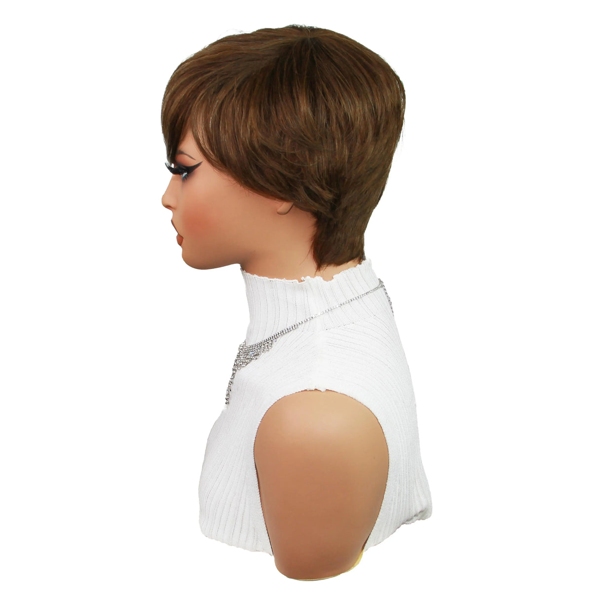 Short Pixie Cut Wig Virgin Human Hair Black & Highlight Colorful Wig with Bangs Full Machine Ready To Go Glueless Wig for Black Women