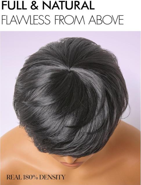 Short Pixie Cut Wig Brazilian Virgin Human Hair Black And Highlight Colorful Wig With Bangs Full Machine Ready To Go Glueless Wig dealsforyourdays