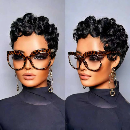 Chioma Pixie Cut Glueless Wigs Pin Curl Short Bomb Curly Wig for Black Women Brazilian Virgin Human Hair Short Pixie Cut Wigs Natural Looking Wigs SpringStatements SummerVibes