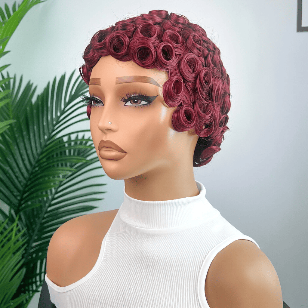 Chioma Pixie Cut Glueless Wigs Pin Curl Short Bomb Curly Wig for Black Women Brazilian Virgin Human Hair Short Pixie Cut Wigs Natural Looking Wigs SpringStatements SummerVibes
