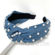 Pearly Denim Knotted Headband (more colors)