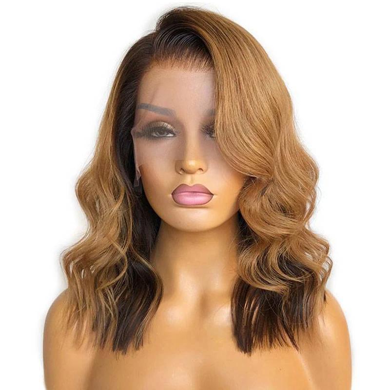 Blonde Color Wave Curly Bob Lace Frontal Wig