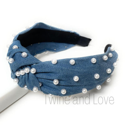 Pearly Denim Knotted Headband (more colors)