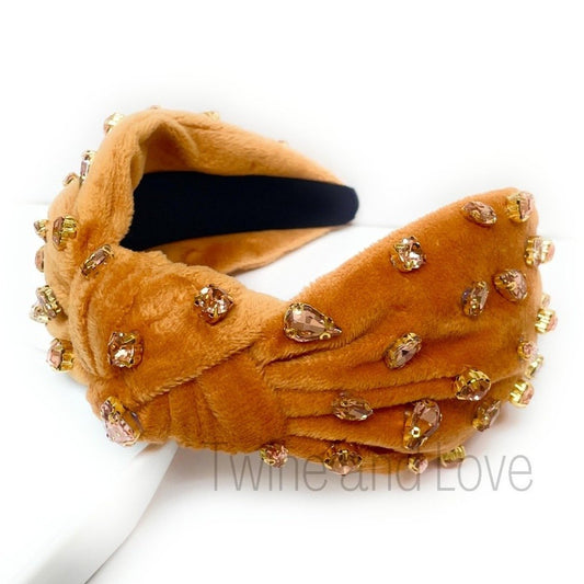 Velvet Knotted Jeweled Headband