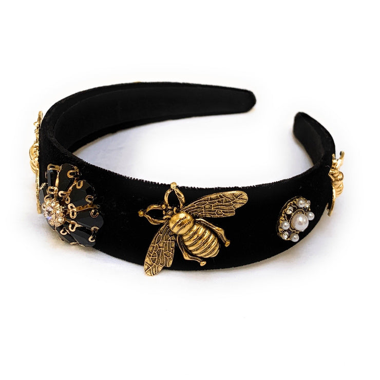 Bee Jeweled Headband (Black)