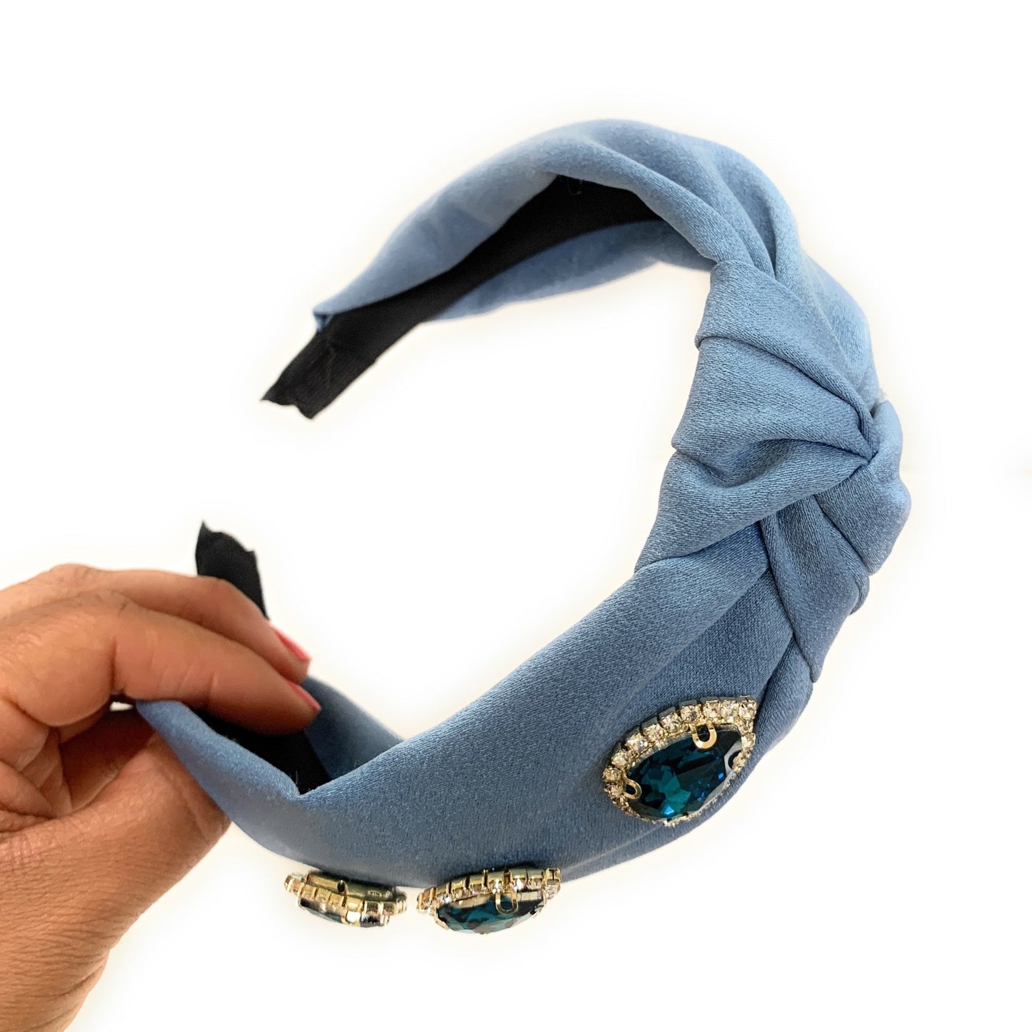 Knot Jeweled Headband (Blue)