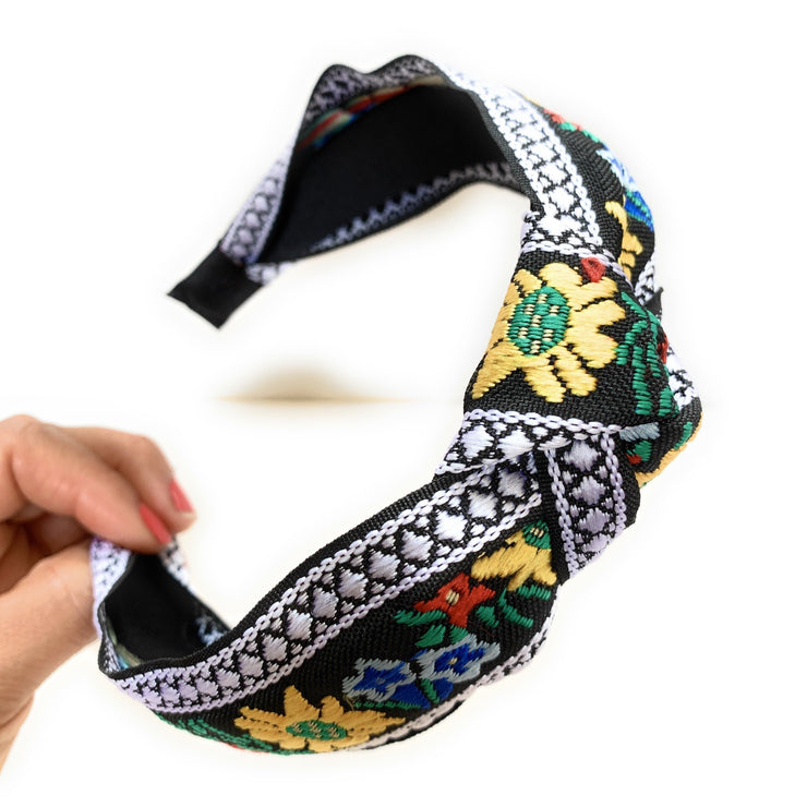 Embroidered Floral Knot Headband (Multicolor)