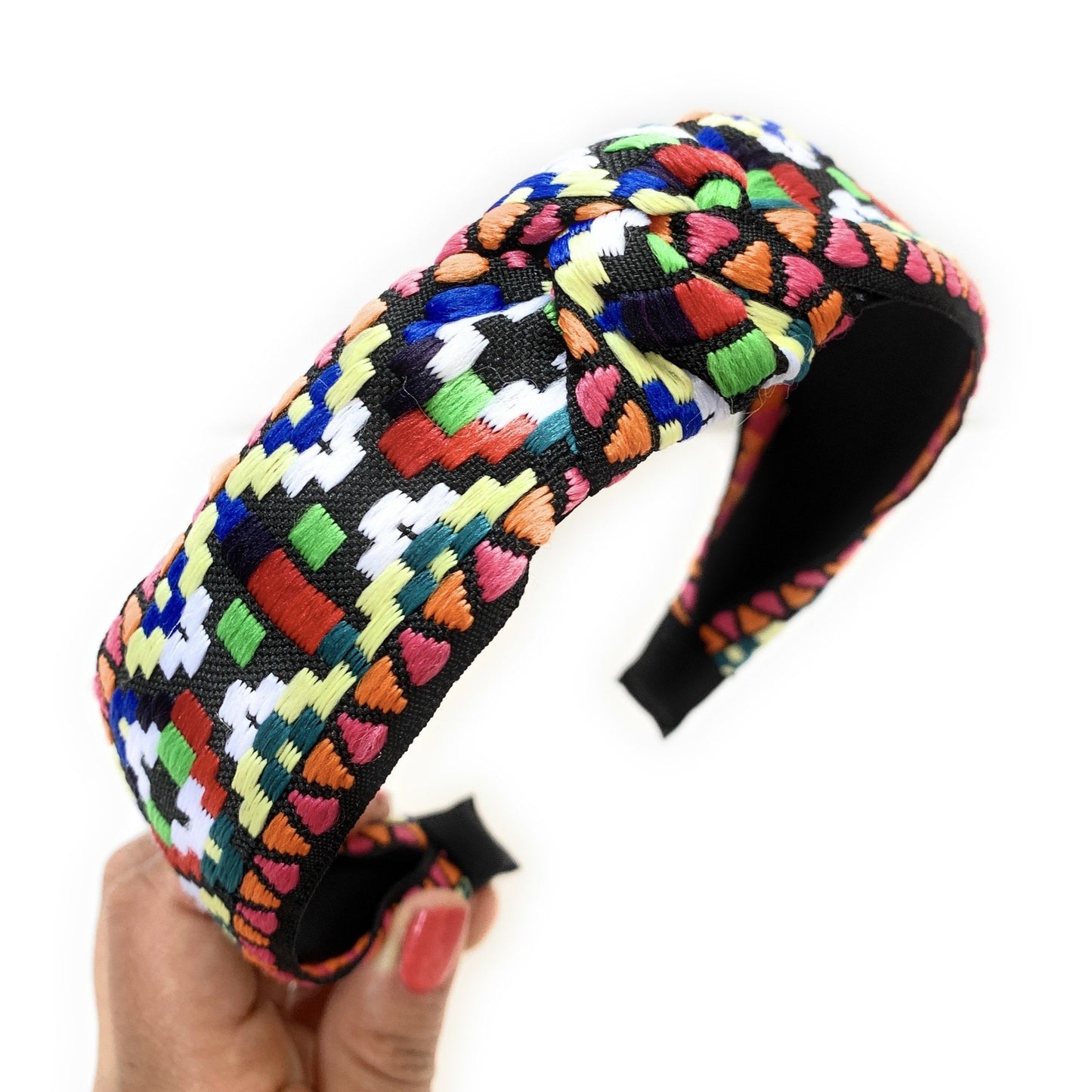 Embroidered Top Knot Headband (Multicolor)
