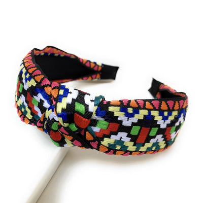 Embroidered Top Knot Headband (Multicolor)