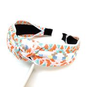 Embroidered Top Knot Headband (White)
