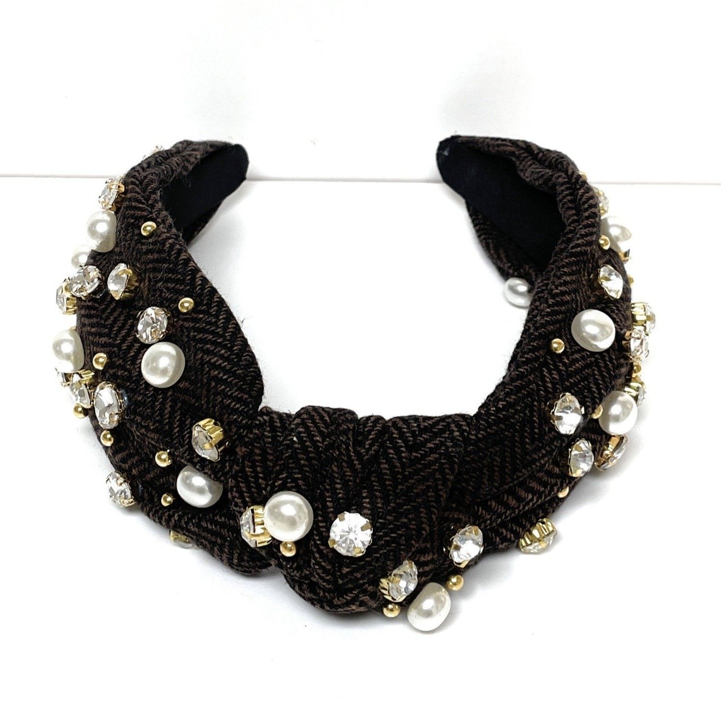 Plaid Knot Jeweled Headband