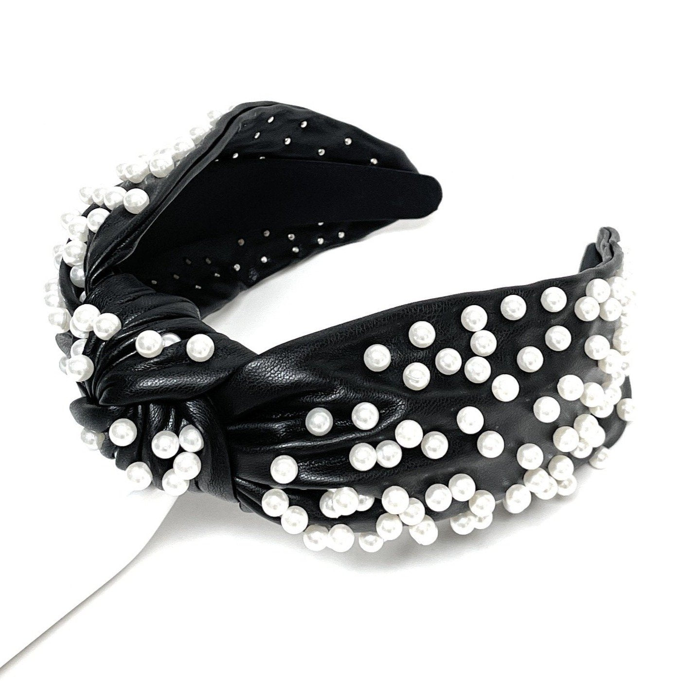 Wide Pearl Leather Knot Headband (more colors)