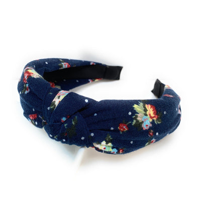 Navy Floral Top Knot Headband