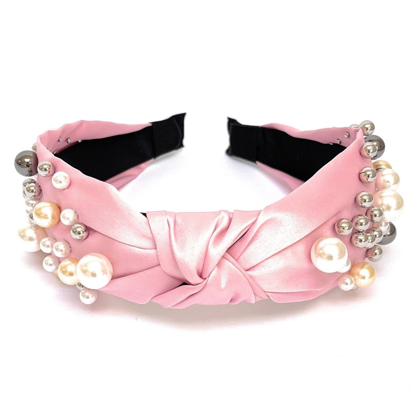 Pearl Cluster Knot Satin Headband (more Colors)
